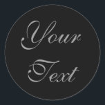 Adesivo Focos de Envelope Personalizados Pretos com Texto<br><div class="desc">Coloque o toque final nos convites para o casamento, cartões salve a data ou outra correspondência com estes selos de envelope personalizáveis ou etiquetas de favoritos para o casamento. estes adesivos de selagem de envelope para o casamento apresentam texto de cinza prateada num fundo preto. Você pode personalizar facilmente esses...</div>