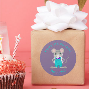 Adesivo Fofa e elegante ratinha personalizada de aniversár