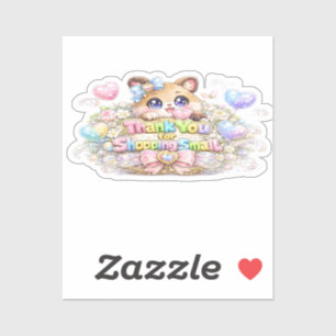 Adesivo Fofa Kawaii Obrigado Por Comprar Gatinho Pequeno