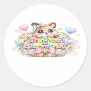 Adesivo Fofa Kawaii Obrigado Por Comprar Gatinho Pequeno