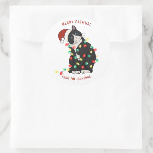 Adesivo Fofa Personalizada Feliz CatMus Natal Divertido