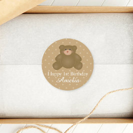Adesivo Fofinho Castanho--Bonito Urso-de-Teddy Primeiro An