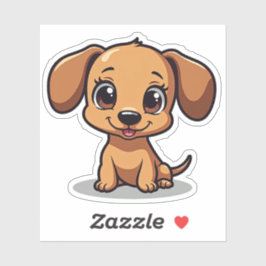 Adesivo Fofinho Dachshund, Grandes, Olhos Brilhantes, Pequ