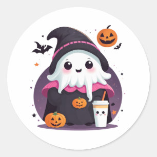 Adesivo fofo, chocolate fantasma engraçado, halloween