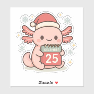 Adesivo Fofo de Axolote de Natal | Férias Kawaii