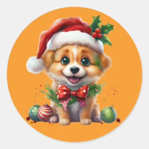 Adesivo Fofo de Natal bonito com Papai Noel e Arco