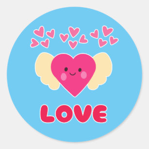 Adesivo Fofo Kawaii Amor Coração Anjo Feliz Dia dos Namora