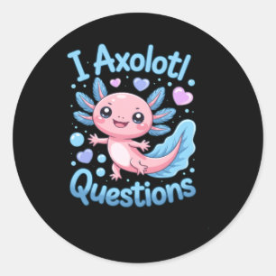 Adesivo Fofo Kawaii Axolotl Perguntas Azul e Rosa