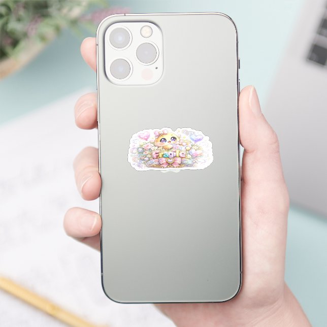 Adesivo Fofo Kawaii Frágil Manuseie Com Cuidado Gato Paste (Telefone)