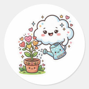 Adesivo Fofo Kawaii Planta Gentileza Nuvem e FStic
