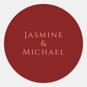 Adesivo Fofo Minimalista Vermelho Escuro & Pêssego Nome Pr