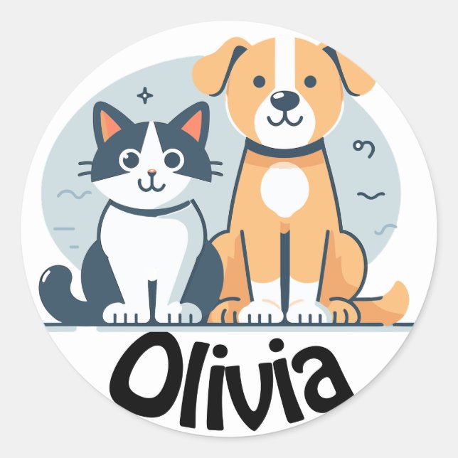 Adesivo fofo personalizado/Selo clássico redondo (Frente)