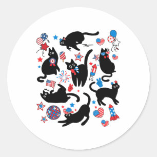 Adesivo Fogo 4 De Julho Black Cat Usa Flag Cut Cat K