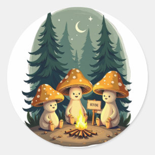 Adesivo Fogo de Acampamento com Cogumelos Positividade Fiq