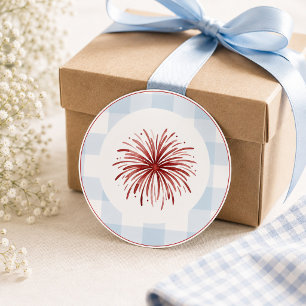 Adesivo Fogo de artifício Preppy Americana Xadrez Azul