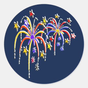 Adesivo Fogos-de-artifício brancos e azuis vermelhos dobr