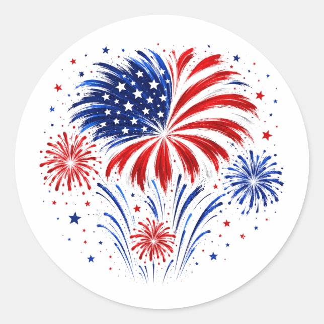 Adesivo Fogos de Artifício de 4 de Julho (Frente)