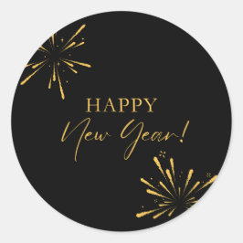 Adesivo Fogos de artifício mínimos de feliz ano novo preto