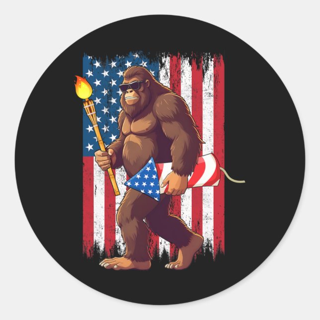 Adesivo Fogos De Bigfoot 4 De Julho Sasquatch American (Frente)