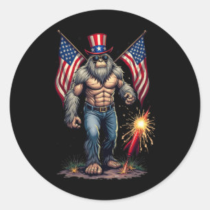 Adesivo Fogueira do Bigfoot 4 de Julho Sasquatch Americana