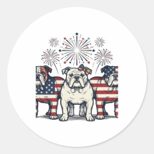 Adesivo Fogueira Patriótica Bulldog Desenho Vintage