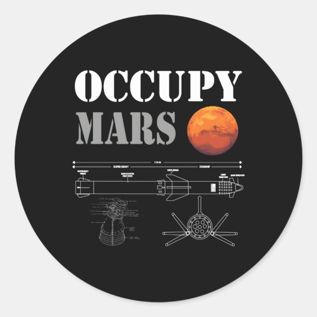 Adesivo Foguete de nave estelar do Occupy Mars (Frente)