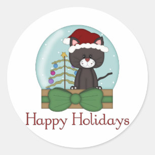 Adesivo Foguetes de Natal de Natal de Kitten Feriados
