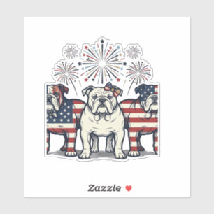 Adesivo Foguetes Patrióticos Bulldog Desenho Vintage