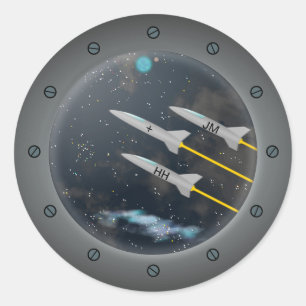 Adesivo Foguetes pela Portinhola da Espaçonave