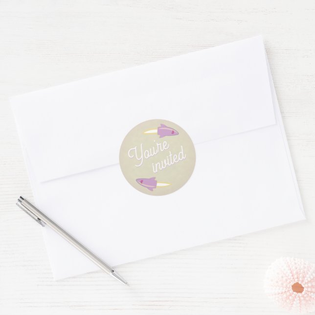 Adesivo Foguetes roxos e vedação de envelopes de lua (Envelope)