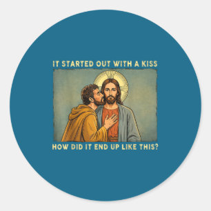 Adesivo Foi apenas um beijo jesus & judas meme engraçado