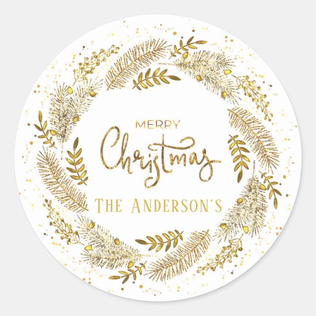 Adesivo Foil Digital Gold Merry Natal Personalizado (Frente)