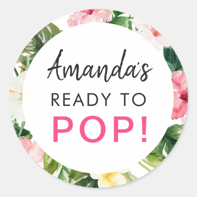 Adesivo Folgas tropicais prontas para o Chá de fraldas Pop (Frente)