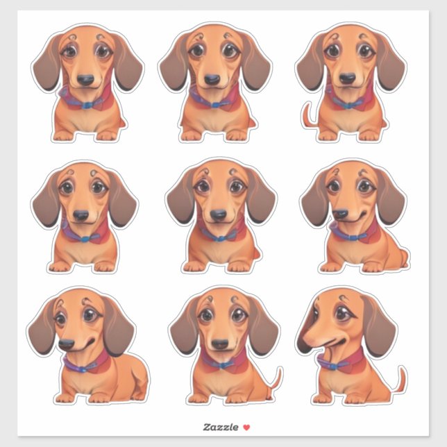 Adesivo Folha adesiva Brown Dachshund Puppy Kawaii (Folha)