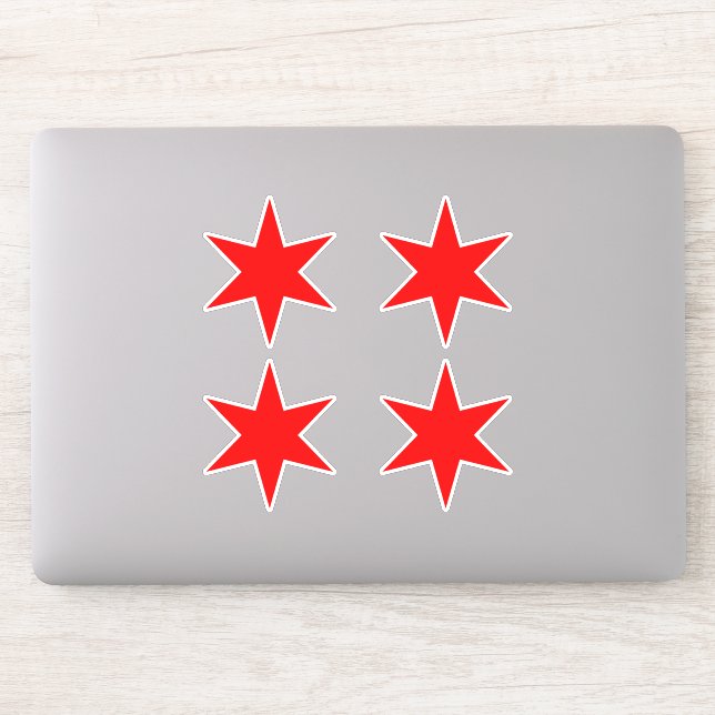 Adesivo Folha adesiva | Chicago Flag Red 6 Ponted Star (Computador)