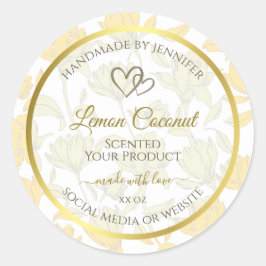 Adesivo Folha Amarela Pastel com Rótulo de Produto de Quad