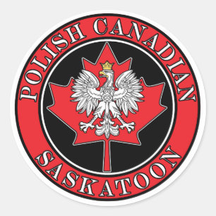 Adesivo Folha canadense polonesa redonda de Saskatoon