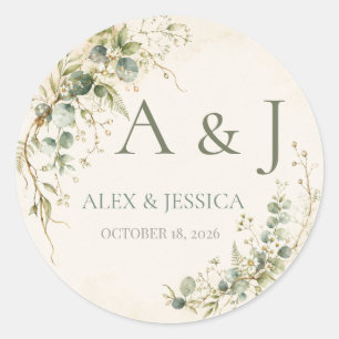 Adesivo Folha: Casamento Botânico Rústico Personalizado