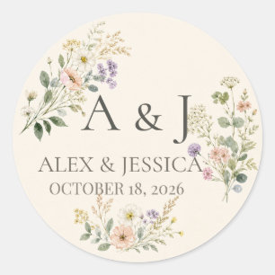 Adesivo Folha: Casamento de Flores Silvestres Personalizad