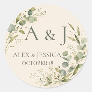 Adesivo Folha: Casamento de Verduras Botânicas Personaliza