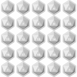 Adesivo Folha de 25 Texto Personalizado D20 Morte Modelo