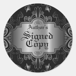 Adesivo Folha de Abstrato de Cópia Negra e Prata Assinada