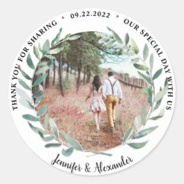 Adesivo Folha de aquarela russa Casamento Obrigado Foto