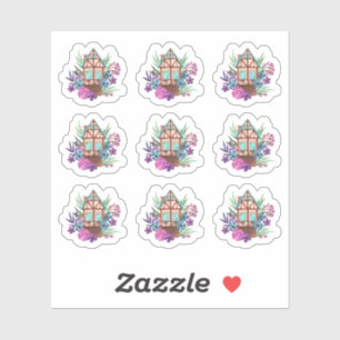 Adesivo Folha de Aquarelas de Cabina Floral de Algodão Rus