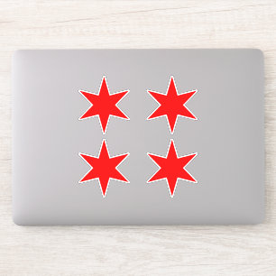 Adesivo Folha de Autocolante Chicago Flag Red 6 Pointed S