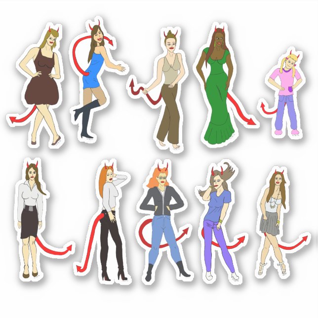 Adesivo folha de autocolante da menina diabólica (Frente)