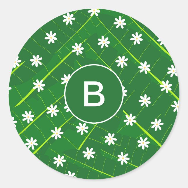 Adesivo Folha de bananas tropical e flores botânicas verde (Frente)