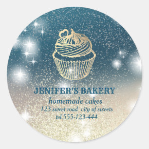 Adesivo Folha de cupcake de ouro com brilho