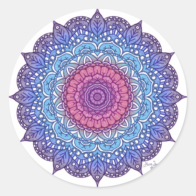 Adesivo Folha de Flor Roxa Mandala (Frente)