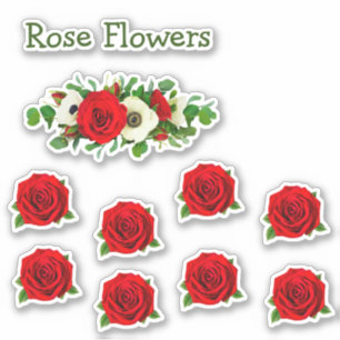 Adesivo Folha de flores da rosa vermelha